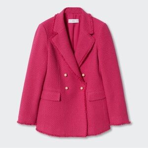 Mango Fuchsia Double-Breasted Blazer
